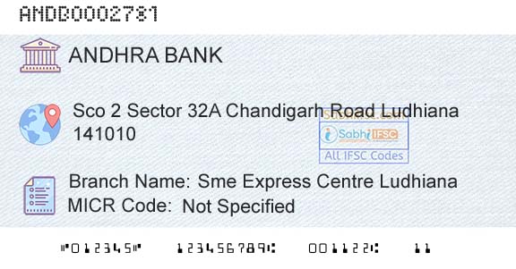 Andhra Bank Sme Express Centre LudhianaBranch 