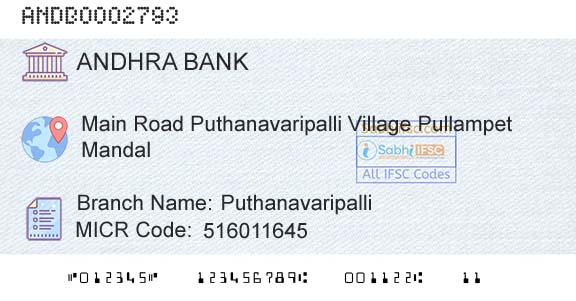 Andhra Bank PuthanavaripalliBranch 
