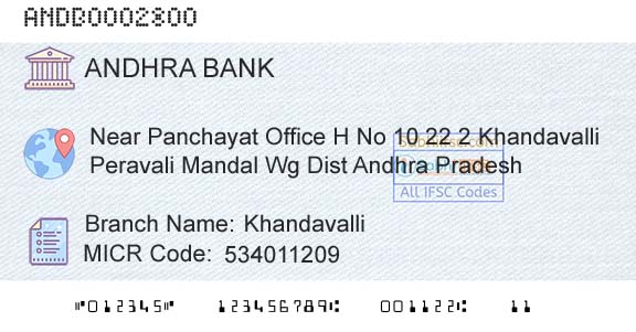 Andhra Bank KhandavalliBranch 
