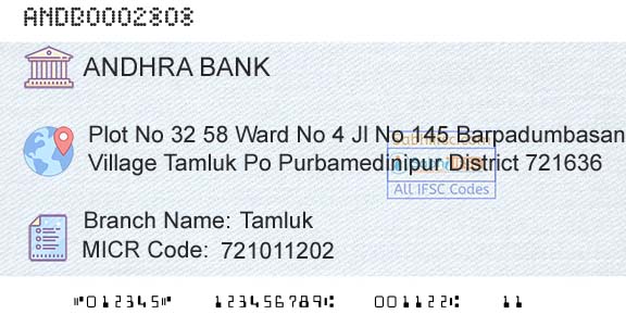 Andhra Bank TamlukBranch 