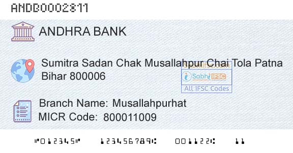 Andhra Bank MusallahpurhatBranch 