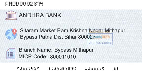 Andhra Bank Bypass MithapurBranch 