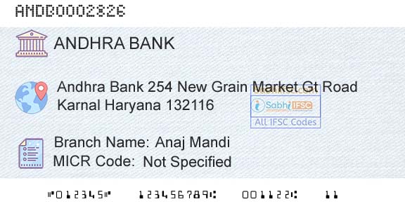 Andhra Bank Anaj MandiBranch 