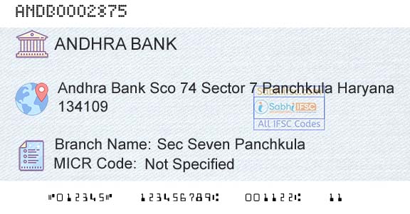Andhra Bank Sec Seven PanchkulaBranch 