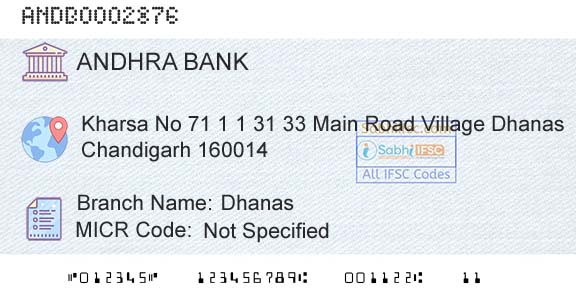 Andhra Bank DhanasBranch 