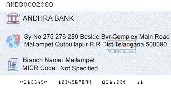 Andhra Bank MallampetBranch 