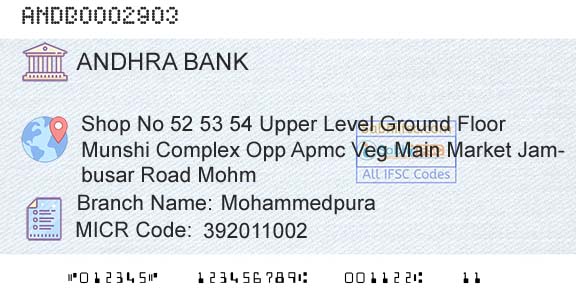 Andhra Bank MohammedpuraBranch 