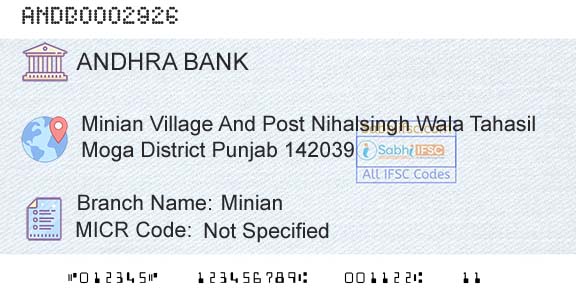 Andhra Bank MinianBranch 