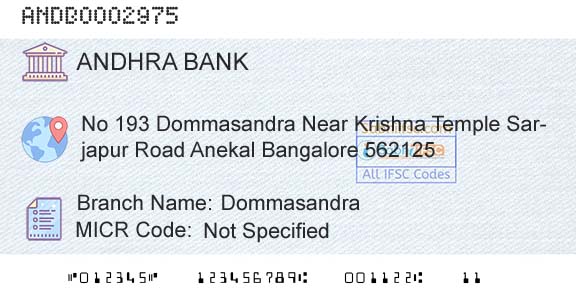Andhra Bank DommasandraBranch 