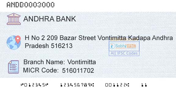 Andhra Bank VontimittaBranch 