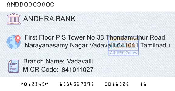 Andhra Bank VadavalliBranch 