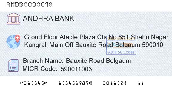Andhra Bank Bauxite Road BelgaumBranch 