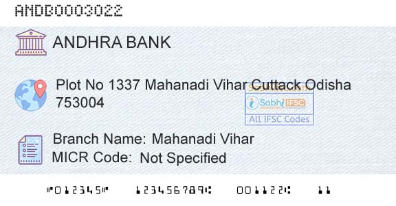 Andhra Bank Mahanadi ViharBranch 