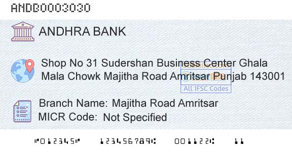 Andhra Bank Majitha Road AmritsarBranch 