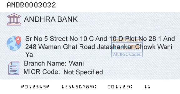 Andhra Bank WaniBranch 
