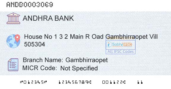 Andhra Bank GambhirraopetBranch 