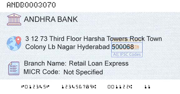 Andhra Bank Retail Loan ExpressBranch 