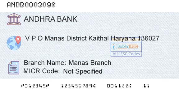 Andhra Bank Manas BranchBranch 