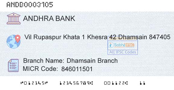Andhra Bank Dhamsain BranchBranch 