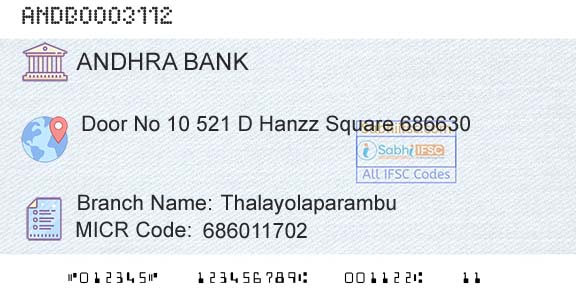 Andhra Bank ThalayolaparambuBranch 