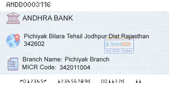 Andhra Bank Pichiyak BranchBranch 