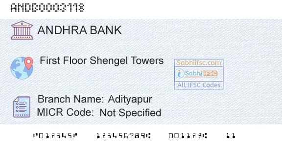 Andhra Bank AdityapurBranch 