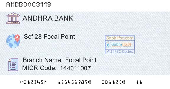 Andhra Bank Focal PointBranch 
