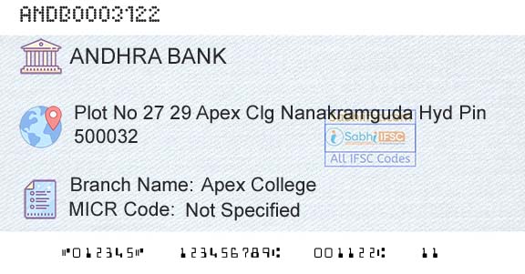 Andhra Bank Apex CollegeBranch 