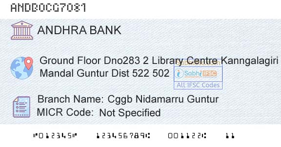 Andhra Bank Cggb Nidamarru GunturBranch 