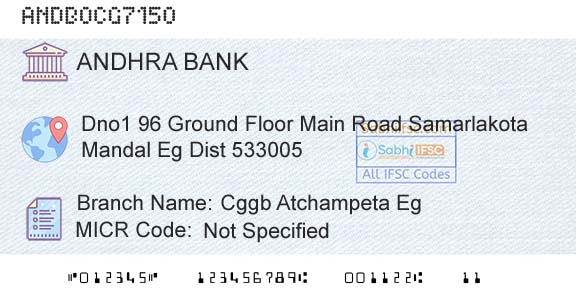 Andhra Bank Cggb Atchampeta EgBranch 