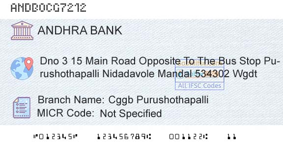Andhra Bank Cggb PurushothapalliBranch 
