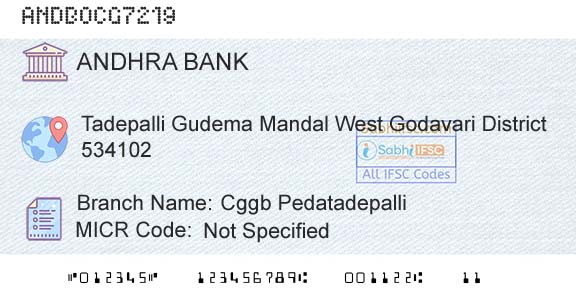 Andhra Bank Cggb PedatadepalliBranch 