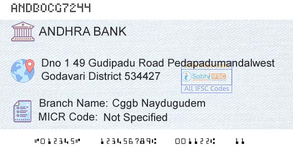 Andhra Bank Cggb NaydugudemBranch 