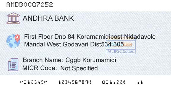 Andhra Bank Cggb KorumamidiBranch 