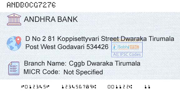 Andhra Bank Cggb Dwaraka TirumalaBranch 
