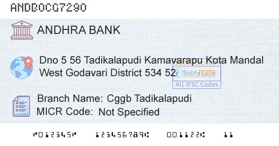 Andhra Bank Cggb TadikalapudiBranch 