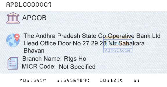 The Andhra Pradesh State Cooperative Bank Limited Rtgs HoBranch 
