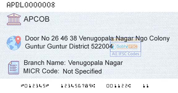 The Andhra Pradesh State Cooperative Bank Limited Venugopala NagarBranch 