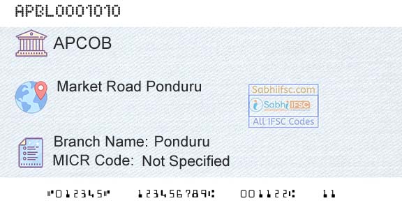 The Andhra Pradesh State Cooperative Bank Limited PonduruBranch 
