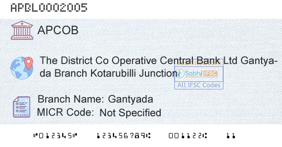 The Andhra Pradesh State Cooperative Bank Limited GantyadaBranch 