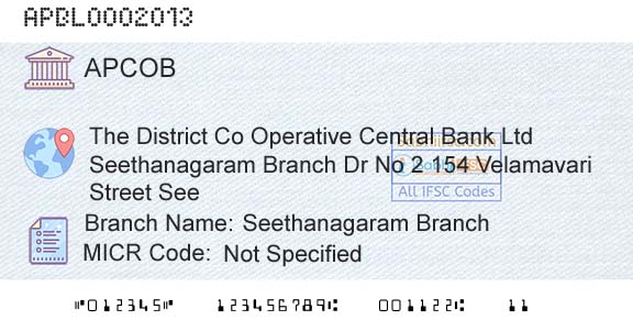 The Andhra Pradesh State Cooperative Bank Limited Seethanagaram BranchBranch 