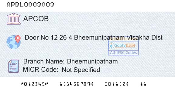 The Andhra Pradesh State Cooperative Bank Limited BheemunipatnamBranch 