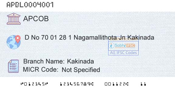 The Andhra Pradesh State Cooperative Bank Limited KakinadaBranch 