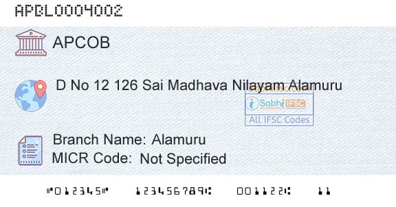 The Andhra Pradesh State Cooperative Bank Limited AlamuruBranch 