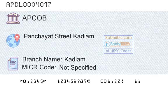 The Andhra Pradesh State Cooperative Bank Limited KadiamBranch 