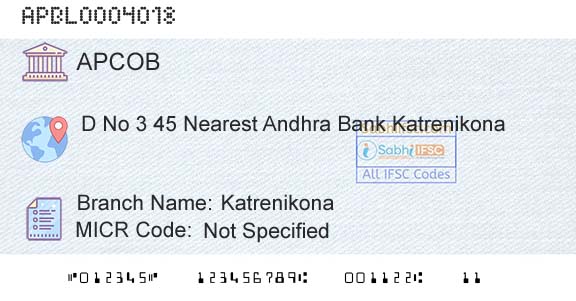 The Andhra Pradesh State Cooperative Bank Limited KatrenikonaBranch 
