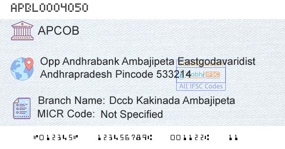 The Andhra Pradesh State Cooperative Bank Limited Dccb Kakinada AmbajipetaBranch 