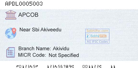 The Andhra Pradesh State Cooperative Bank Limited AkividuBranch 