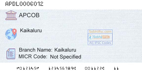 The Andhra Pradesh State Cooperative Bank Limited KaikaluruBranch 