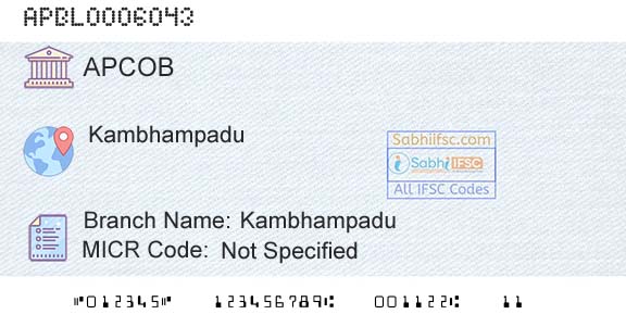The Andhra Pradesh State Cooperative Bank Limited KambhampaduBranch 